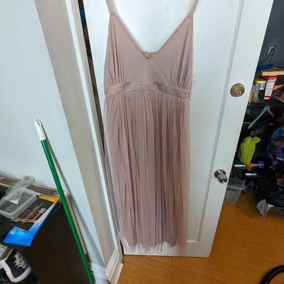 ·Anaya With Love Bridesmaid tulle plunge front maxi dress in pink - Picture 7 of 7